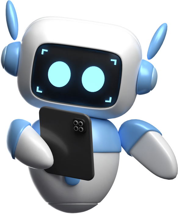 3D Robot with Tablet Illustration